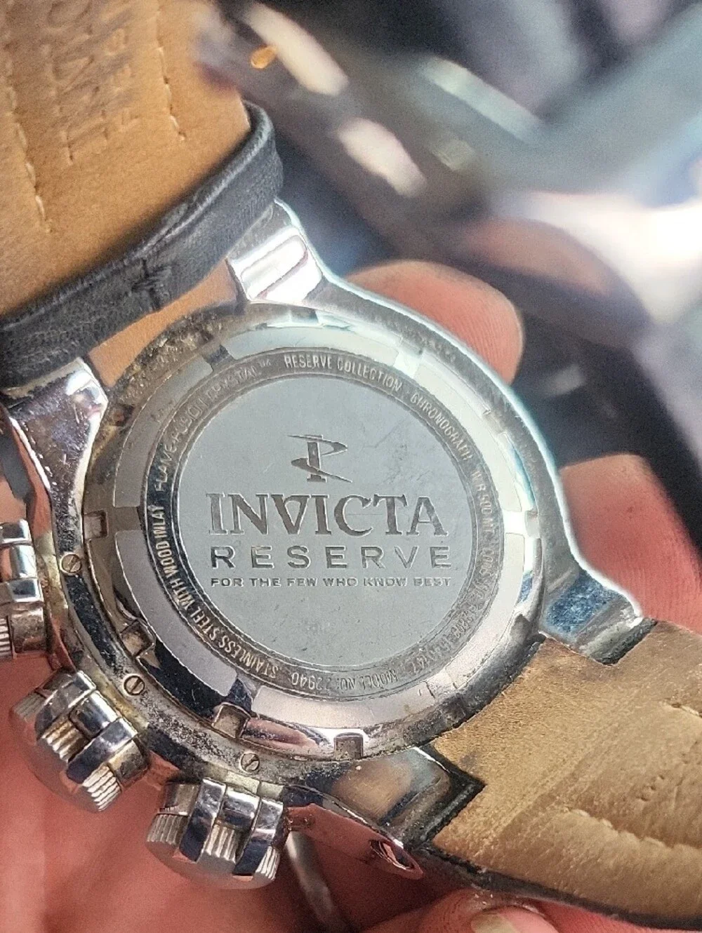 Invicta Silver and Black Chronograph Watch with Black Strap